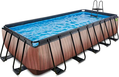 Framepool EXIT mit Sicherheitsleiter & Sandfilterpumpe, 250x540x122 cm - Rechteckiges Aufstellbecken aus robustem Stahl und PVC, inklusive Sicherheitsleiter und leistungsstarker Sandfilterpumpe für kristallklares Wasser.