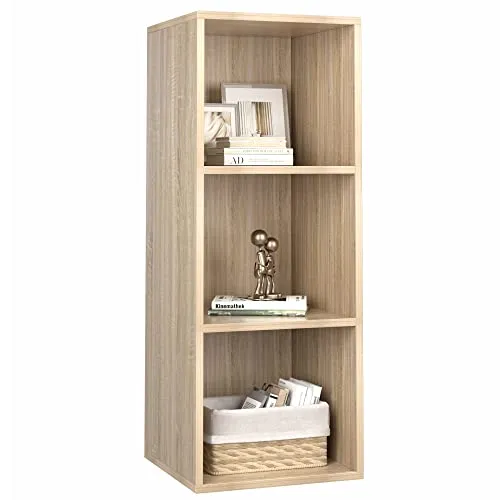 fevarbord Bücherregal mit 3 Fächern Regal 30 cm breit, Würfelregal schmal