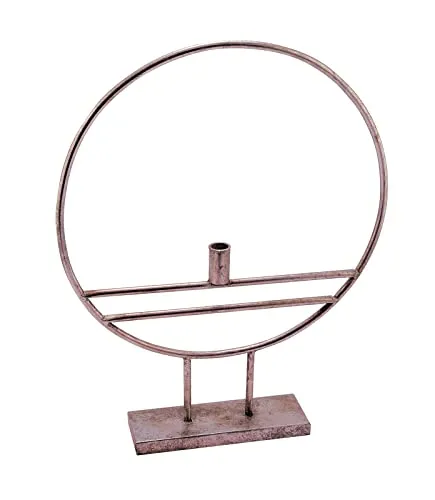 XL Alu Kerzenständer Ring Silber - 56 x 45 cm - Metall Kerzenhalter mit Fuß - Halter für Tafelkerze Tischdeko Weihnachten Geburtstag Hochzeit Hoop Deko Ständer