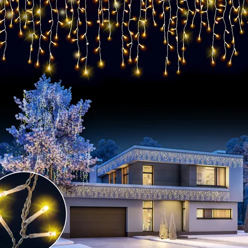 monzana Lichterkette 200 LED - Stromsparende LED-Lichterkette für drinnen und draußen, spritzwassergeschützt (IP44) mit 8 Leuchtmodi für festliche Stimmung.