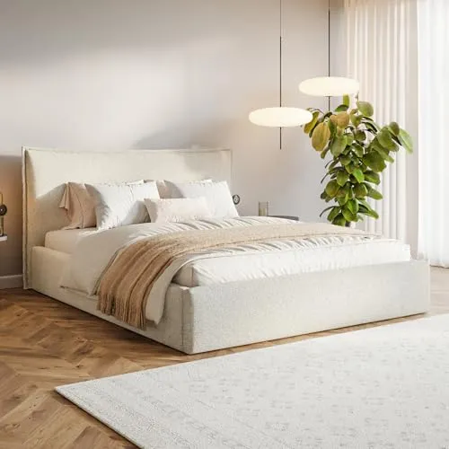 MOTIVENA Leno Polsterbett 160x200 mit Bettkasten in beige von MOTIVENA