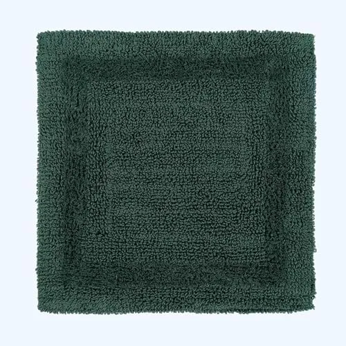 Homescapes Premium Duschvorleger waldgrün, Duschteppich 50x50 cm mit Wende-Design, Kleiner Badteppich Baumwolle