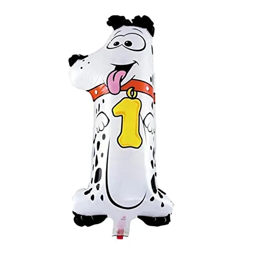 Folienballon Zahl 40 cm im Tier-Design für Luftbefüllung - für Geburtstag Hochzeit Party - Ballon im Zahlen-Design Jubiläum Geschenk Luftballon Zahlenballon riesen Nummer Deko Kinder Deko (Zahl 1)