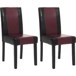 2er-Set Esszimmerstuhl Littau Schwarz-Rot mit Dunklen Beinen