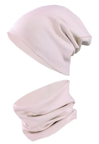 TupTam Beanie Kinder Beanie Mütze Schlauchschal Set aus Jersey und Rippstoff