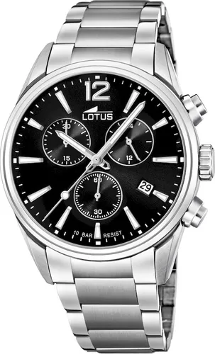 Lotus Herren Chronograph Quarz Uhr 18690/3 - Armbanduhren für Herren mit 10 Bar Wasserdichtigkeit, 24 Stunden Anzeige und elegantem Edelstahlarmband für perfekten Tragekomfort.