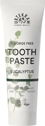 Urtekram Eukalyptus Zahnpasta für die Zahnfleischgesundheit – Reduziert Plaque mit fluoridfreier Zahnpasta – Bio veganer natürlicher Herkunft – Urtekram Dental, 75 ml (1er Pack)