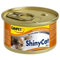 GimCat ShinyCat in Jelly Hühnchen mit Papaya - 24 Dosen - Dosenfutter für Katzen, proteinreiche Fleischstücke in köstlichem Gelee, angereichert mit Vitamin E und Taurin für optimale Sehkraft und Herzfunktion.