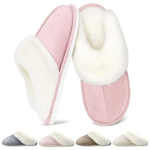 QQSQ Hausschuhe Damen Herren Winter Warme Bequem Plüsch Hausschuhe Weiche Flauschige Flache Pantoffeln Rutschfeste Slippers Indoor Outdoor