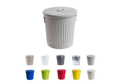 Jinfa Mülleimer mit Deckel - 7L Ascheeimer aus Metall - Aschesauger mit manuellem Öffnungssystem, robustes Metallmaterial und elegantes graues Design für stilvolle Abfallentsorgung.