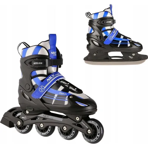 Nils Extreme 2-In-1 Inliner Eishockey Chaska - dunkelblau, L (39-42), vielseitig einsetzbar für Inlineskating und Eislaufen, 3-fach größenverstellbar für optimale Anpassung
