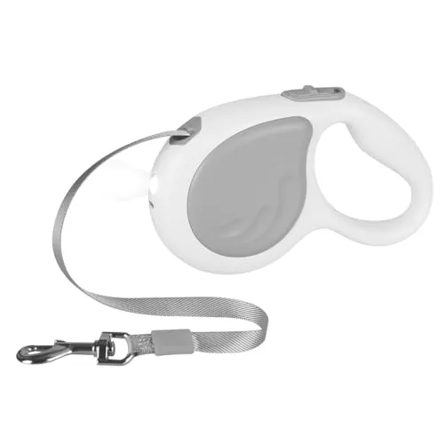 Einziehbare Hundeleine, 4,8m, Robuste Rollleine mit 360°-Drehhaken und LED-Licht, Haustier Leine für Kleine und Mittelgroße Hunde und Katzen Bis zu 30kg