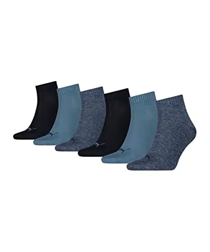 PUMA 6er Pack Unisex Quarter Plain Sportsocken 6P ECOM, 35-38, Denim - Die PUMA Quarter Socken im 6er Pack bieten hohen Tragekomfort und eine perfekte Passform. Ideal für Sport und Alltag, überzeugen sie mit atmungsaktivem Material und einem elastischen Bund für optimalen Halt.