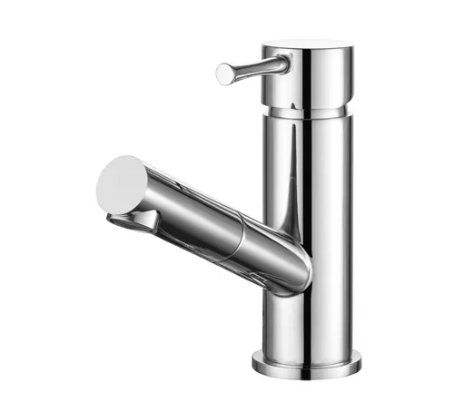 Hochdruck Spültischarmatur mit ausziehbarer Brause - Moderne Küchenarmatur mit herausziehbarer Brause, ideal für effizientes Geschirrspülen. Hochwertige Chrom-Oberfläche und ein praktischer Hebelgriff für komfortable Nutzung.