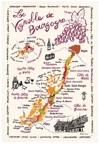 Winkler Geschirrtuch La Carte Des Bourgognes Ecru 48x72 cm Baumwolle