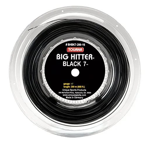 Tourna Tennissaite Big Hitter black 7 - Hochleistungs-Saite für Spin und Haltbarkeit - Tennissaiten für optimale Ballkontrolle und Power. Co-Polyester mit sechseckigem Querschnitt sorgt für besten Spin und Spannungskonstanz. Ideal für ambitionierte Spieler!