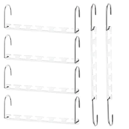 Euleryoo Kleiderbügel Platzsparend, 6 Stück Metall Raumsparbügel Porös, Metall Magic Magische Bügel rutschfeste Schrank Organizer kleiderschrank mit rutschfestem für Hosen Anzug und Kleider L26cm