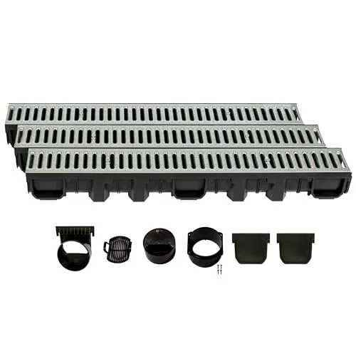 Entwässerungsrinne 115mm Kunststoff 3m mit Stegrost