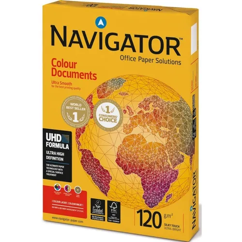 Navigator Colour Documents DIN A3 Druckerpapier - 120 g/m², glattes weißes Papier für brillante Farbdrucke, ideal für professionelle Präsentationen und Dokumente