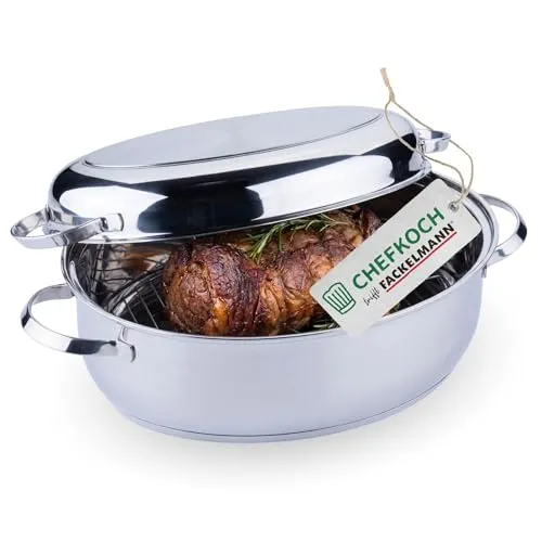 Chefkoch+Fackelmann Bräter Rosenheim, oval, Edelstahl, backofengeeignet