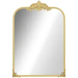 HOMCOM Barockstil Wandspiegel 60 x 87 cm - Dekorativer Wandspiegel im Barockstil mit goldfarbenem Metallrahmen, abnehmbaren Verzierungen und bruchsicherem Glas – ideal für elegante Akzente in jedem Raum.