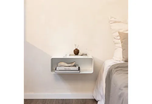 METALLBUDE Nachttisch NELIO in weiß von Metallbude