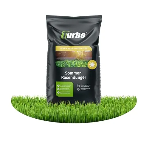 Turbogrün Rasendünger Sommer 2,5kg, gesunder Rasen verdrängt Moos, Ideal im Sommer, geeignet für Streuwagen, staubarmes Granulat, Rasen dünger, Rasenpflege