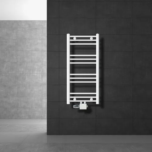 LuxeBath Badheizkörper 400x800 mm Weiß mit Thermostat