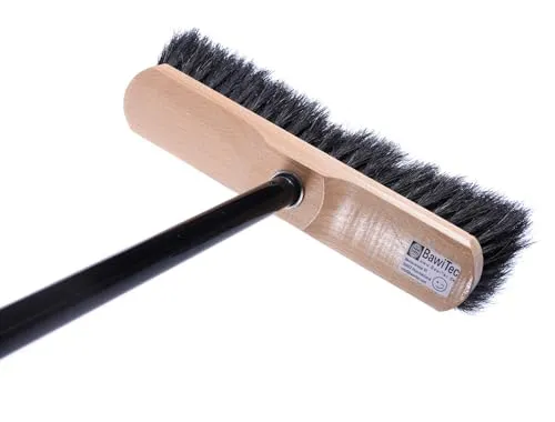 BawiTec Rosshaarbesen Zimmerbesen sehr weich Breite 30cm Buchenholz lackiert mit Metallgewinde Stubenbesen Kehrbesen Haushaltsbesen mit oder ohne Stiel Metallstiel schwarz (mit Metall-Teleskopstiel)