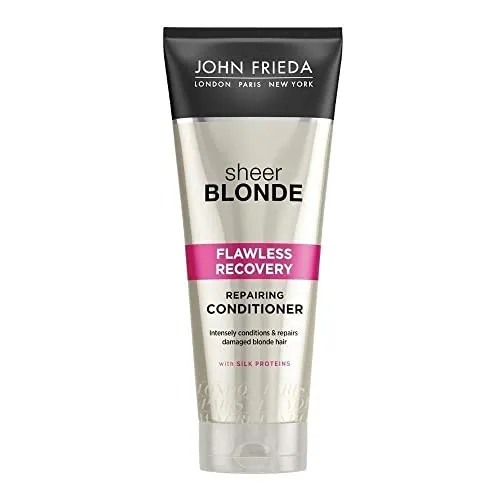 John Frieda Sheer Blonde Flawless Recovery Repairing Conditioner mit Seidenprotein für trockenes und geschädigtes blondes Haar, 250 ml