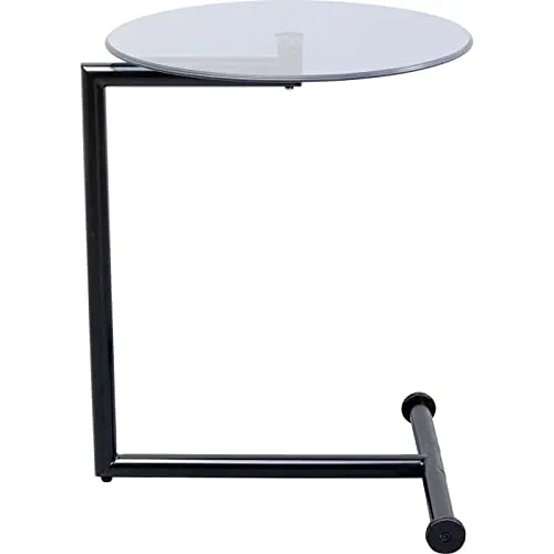 Kare Beistelltisch Easy Living, Schwarz - Vielseitiger Laptoptisch - Beistelltisch fürs Wohnzimmer: Runder schwarzer Metalltisch mit ESG Sicherheitsglas, ideal als Nachttisch oder Ablage, passt in jeden Raum und bietet praktische Funktionalität.