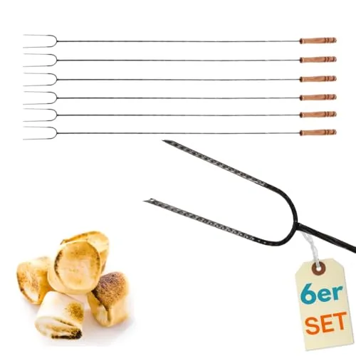 6er Set Grillspieß Lagerfeuer 100cm lang Stockbrot Marshmallow Spieße 100 cm 6 Stück Lagerfeuer Spieße lang Lagerfeuerspieße Wurstspieße für Feuerschale