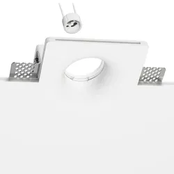 ledscom.de Deckeneinbauleuchte GIEDI, Gips, weiß matt, 12 x 12cm, 1x GU10 max. 15W