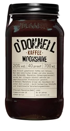 O’Donnell Moonshine Kaffeelikör Vegan (700ml) – Vollmundiger Coffee Likör (20%) mit belebender Kaffee-Power und lang anhaltendem Aroma – Perfekt für Cocktails und puren Genuss, Made in Berlin