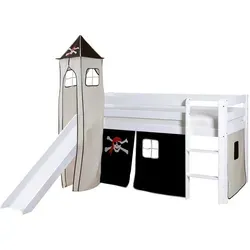 Produktbild Mid.you Spielbett Ticaa 808295 Kasper, Schwarz, Weiß, Holz, Kiefer, massiv, seitenverkehrt montierbar, 90x200 cm, Kinder- & Jugendzimmer, Kindermöbel, Kinderbetten, Spielbetten