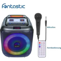FONTASTIC Lizz Party-Lautsprecher - 60 W Bluetooth Soundbox mit Mikrofon, aufregende USB LED Lichtshow für unvergessliche Partys