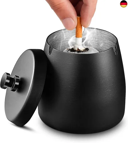  Tatxmalv Außenbereich Winddicht Zigarettenaschenbecher, Schwarz Keramik  