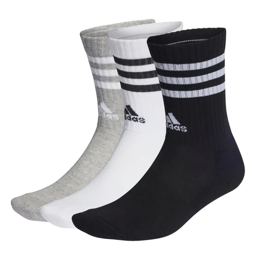 adidas Sportsocken Crew 3-Streifen Cushioned #23 grau/weiss/schwarz - 3 Paar, Größe: 49-51