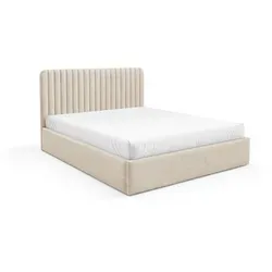 AN-Moebel 4u Polsterbett 160x200 cm in Creme – Stilvolles Schlafzimmermöbel mit Stauraum - Elegantes Polsterbett mit gepolstertem Kopfteil und praktischem Bettkasten für zusätzlichen Stauraum. Hochwertige Verarbeitung und stabiler Holzlattenrost für optimalen Schlafkomfort. Ideal für jedes Schlafzimmer.