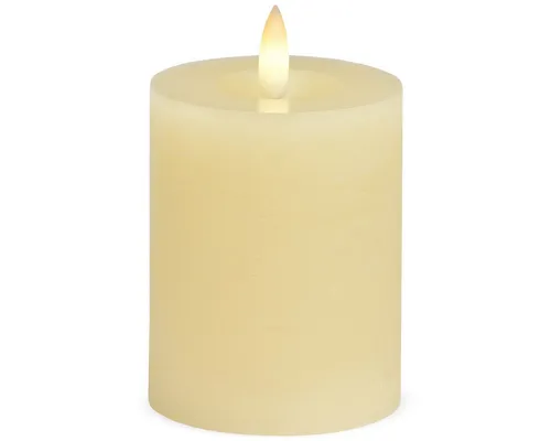 matches21 HOME & HOBBY LED-Kerze LED Stumpen-Kerzen 2er Set Echtwachs-Kerzen flackernd 7x9 cm Creme (2-tlg), Mit beweglicher Flamme, Fernbedienung & Timer für Adventskranz