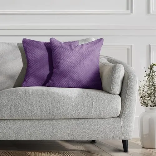DecoKing 58459 2tlg 2 Kissenbezüge 45x45 cm Mikrofaser Reißverschluss Fleece Kissenhüllen violett Henry