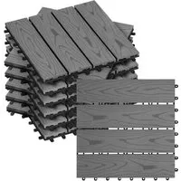 WOLTU WPC Terrassenfliesen Holzoptik 30x30 cm - Set für Terrasse & Balkon - Terrassen- & Balkonfliesen aus robustem WPC-Material, rutschsicher und UV-beständig. Einfaches Klicksystem für schnelle Verlegung auf Innen- und Außenflächen.