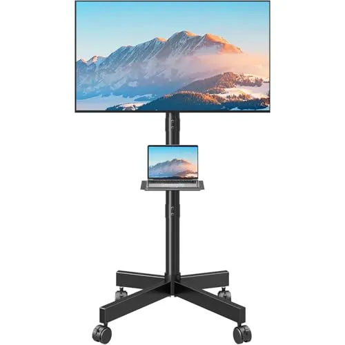 MOUNTUP TV Ständer Rollbar für 23-60 Zoll Fernseher | Höhenverstellbar & Neigbar mit Rollen