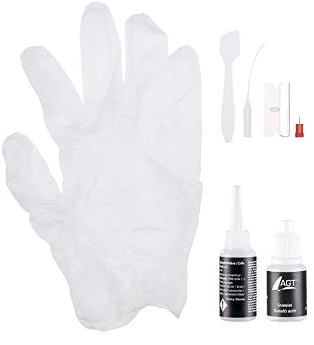 AGT Industriekleber: Reparatur-Set aus Sekundenkleber und transparentem Granulat, je 10 ml (Blitzkleber, Granulat-Kleber Kunststoff, Reparaturset)
