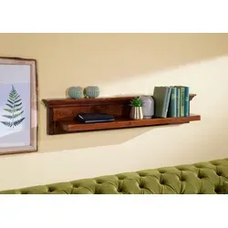 Massivmoebel24 Wandregal aus Akazie, 1-tlg. - Wandregal aus hochwertiger Akazie, 124x22x24 cm, elegant nougat lackiert – perfekt für stilvolle Wohnräume und zur optimalen Raumnutzung.