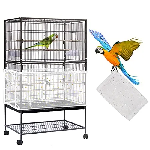 Mngren Einstellbar Vogelkäfig Abdeckung, Extra Groß Vogelkäfig Samenfänger, Papageien Kordelzug Vogelfutter Kleintiere Netz, Abdeckung Rock Bewachen für Runde Quadratische Käfige