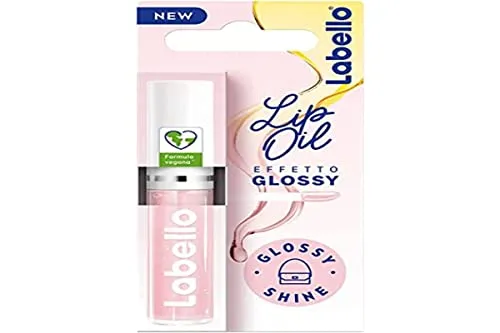 Labello Lip Oil Glossy Effekt - Glossy Shine 5,5 ml, Lip Gloss mit veganer Formel, Volumengloss, 100% natürlicher Lipgloss