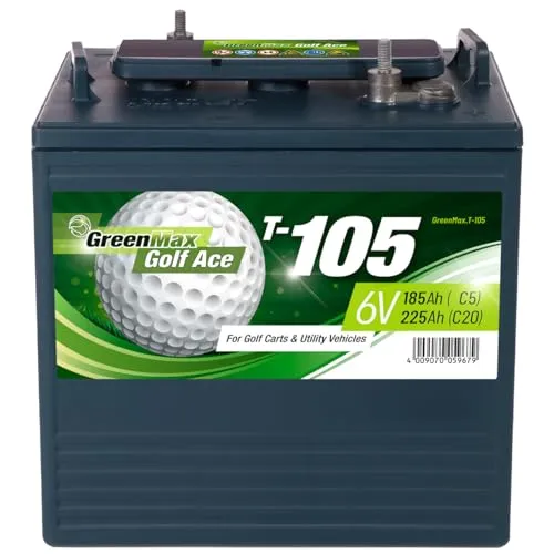 GreenMax Golf Ace T-105 (6V 225Ah) - Hochleistungs-Blei-Säure-Batterie für Golfcarts und Elektrofahrzeuge - Zuverlässig, Langlebig, Effizient, 99% Recycelbar