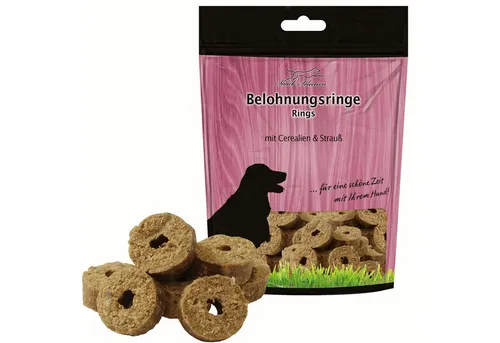 Schecker Belohnungsringe, Cerealien & Strauß, weicher Hundesnack, Snack für: Hunde, energiereich und sättigend