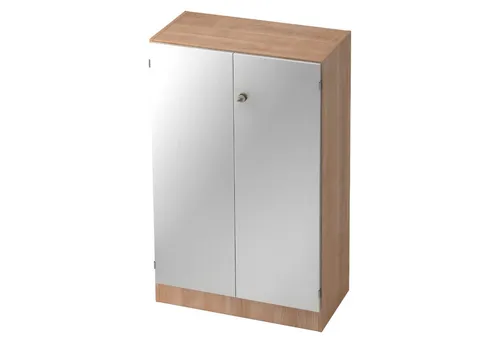 bümö Aktenschrank office Büroschrank - 3 Ordnerhöhen Dekor: Nussbaum/Silber